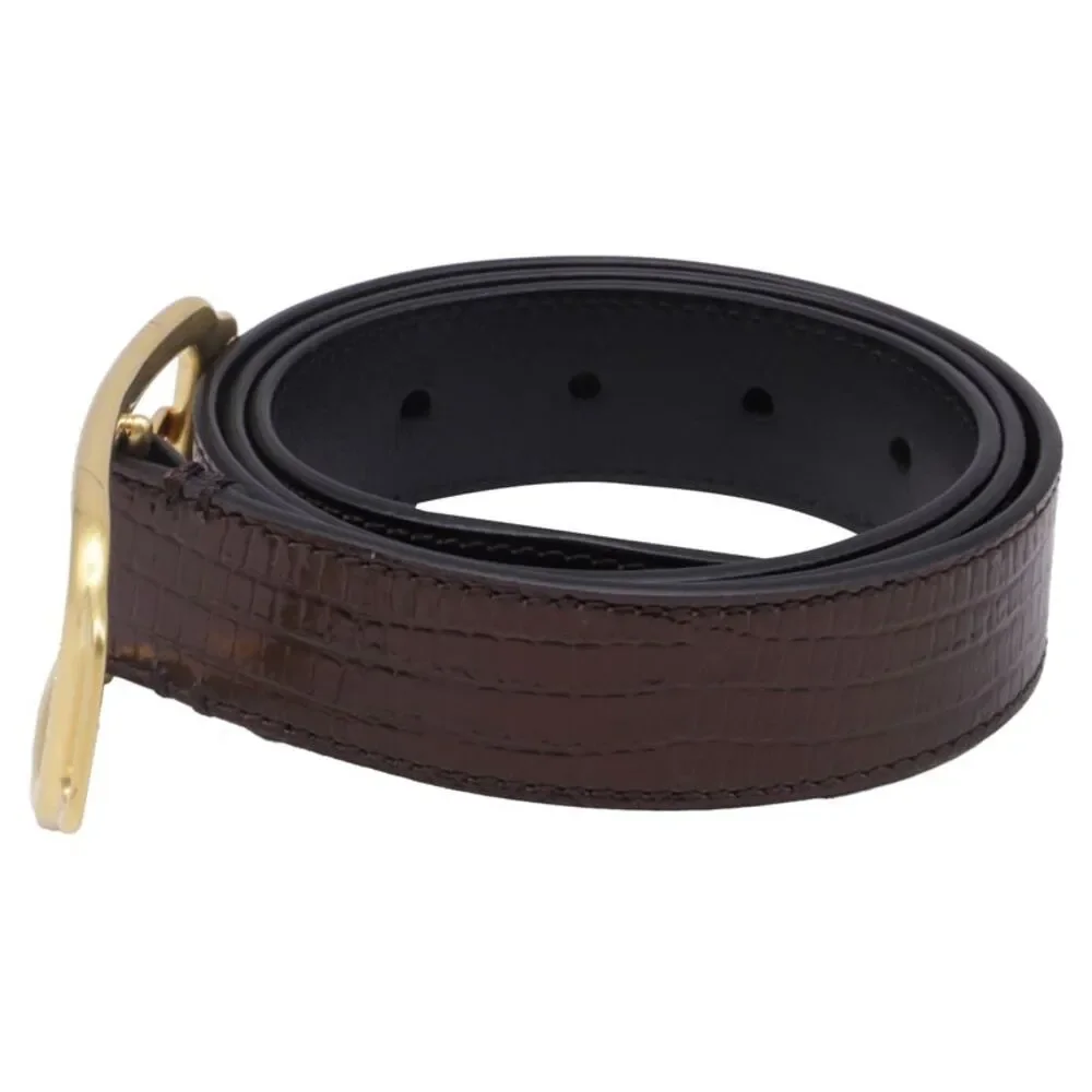 Tom Ford Croc-Effect Buckled Belt in Brown Leather